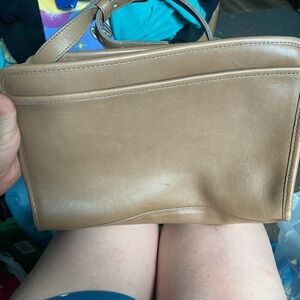 Coach Tan Shoulder Bag with Elegant Minimalism